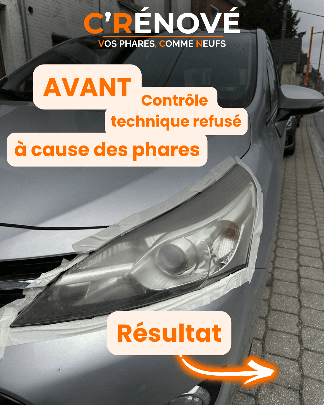 Résultat rénovation phares : avant intervention