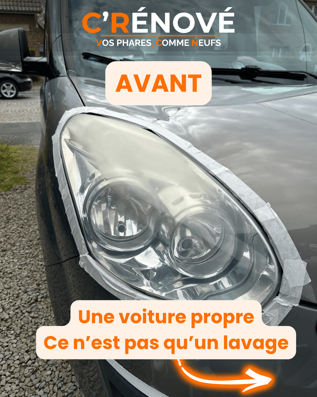 Phares jaunis Peugeot 308 : avant rénovation